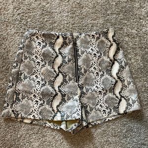 Snakeskin leather shorts